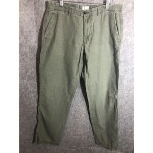 Apolis Global Citizen Pants Mens 31 Olive Green Linen Cotton Chino Casual Summer